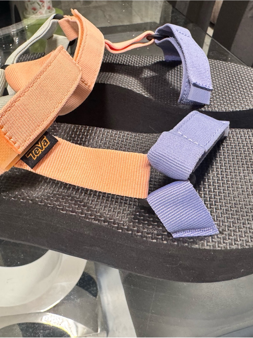 Teva Women's Peach, Lavender & Cream Strappy Platform Sandals - Picture 2 of 4